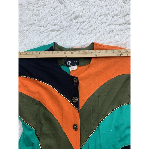 Vintage 80s American Jumpsuit Sz S Olive Green Orange‎ Shoulder Pads NWT USA - Picture 8 of 13